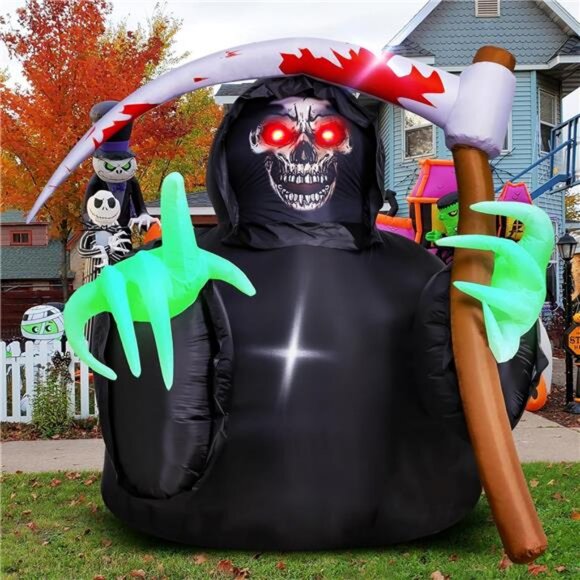 Halloween Inflatables Decorations Grim Reaper Outdoor Halloween Decor - Picture 3 of 7